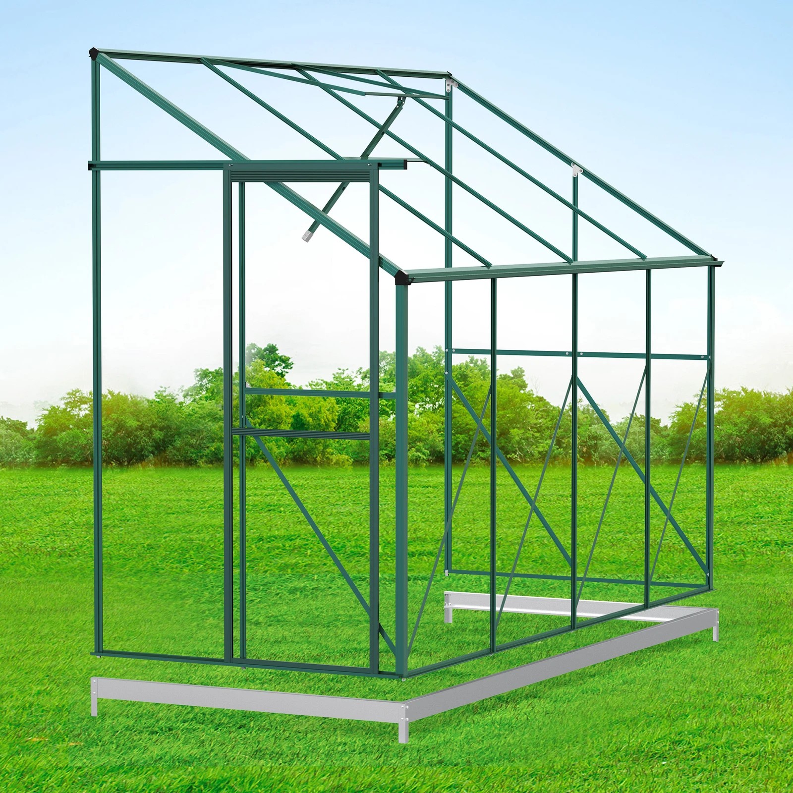 4 Alfordson Greenhouse Aluminium Polycarbonate Garden Storage Shed 1.27x2.52x2.13M - White, 4 of 7