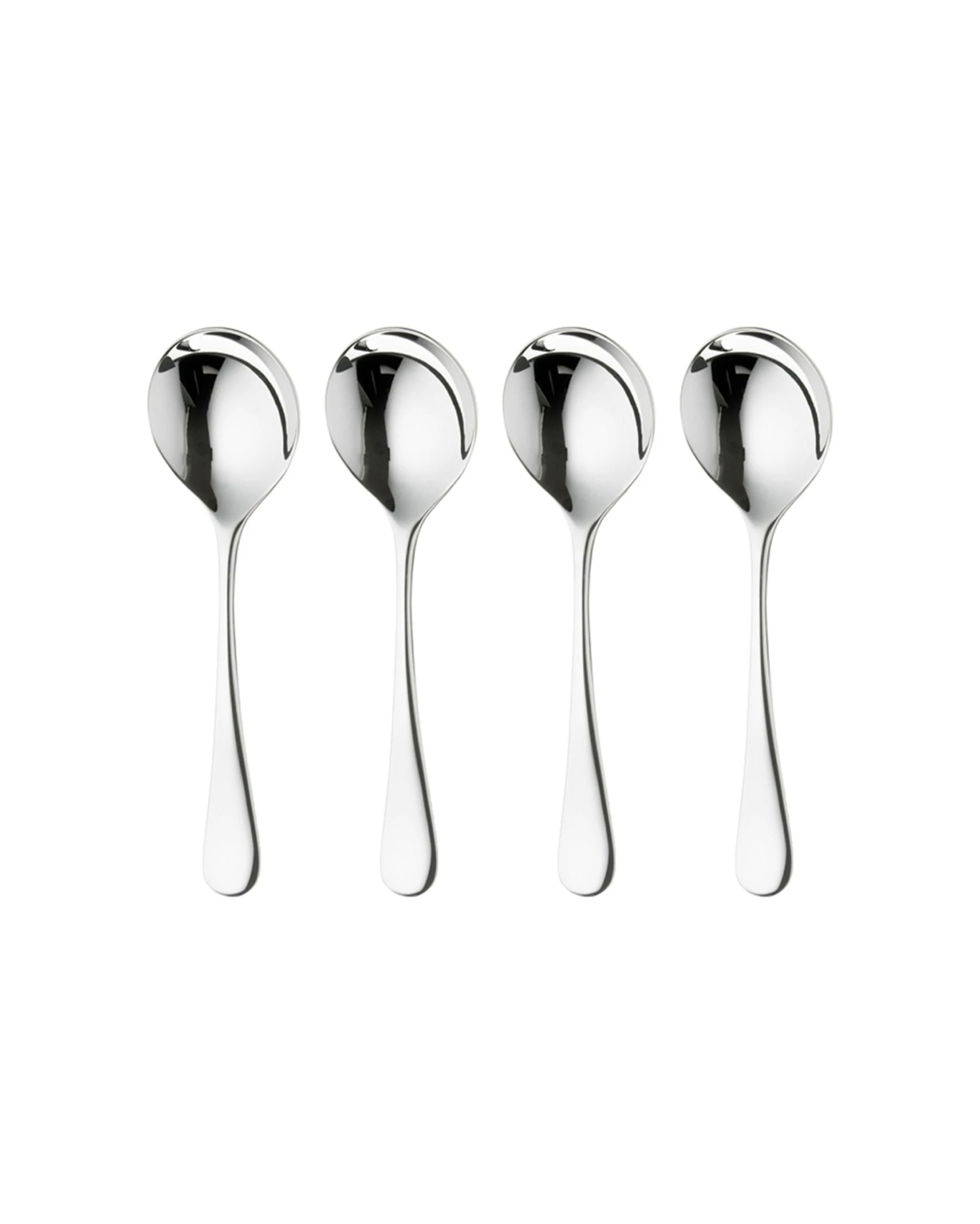1 Robert Welch 4x Radford Utensils Collection Round Bowl Soup Spoon Stainless Steel - Silver, 1 of 2