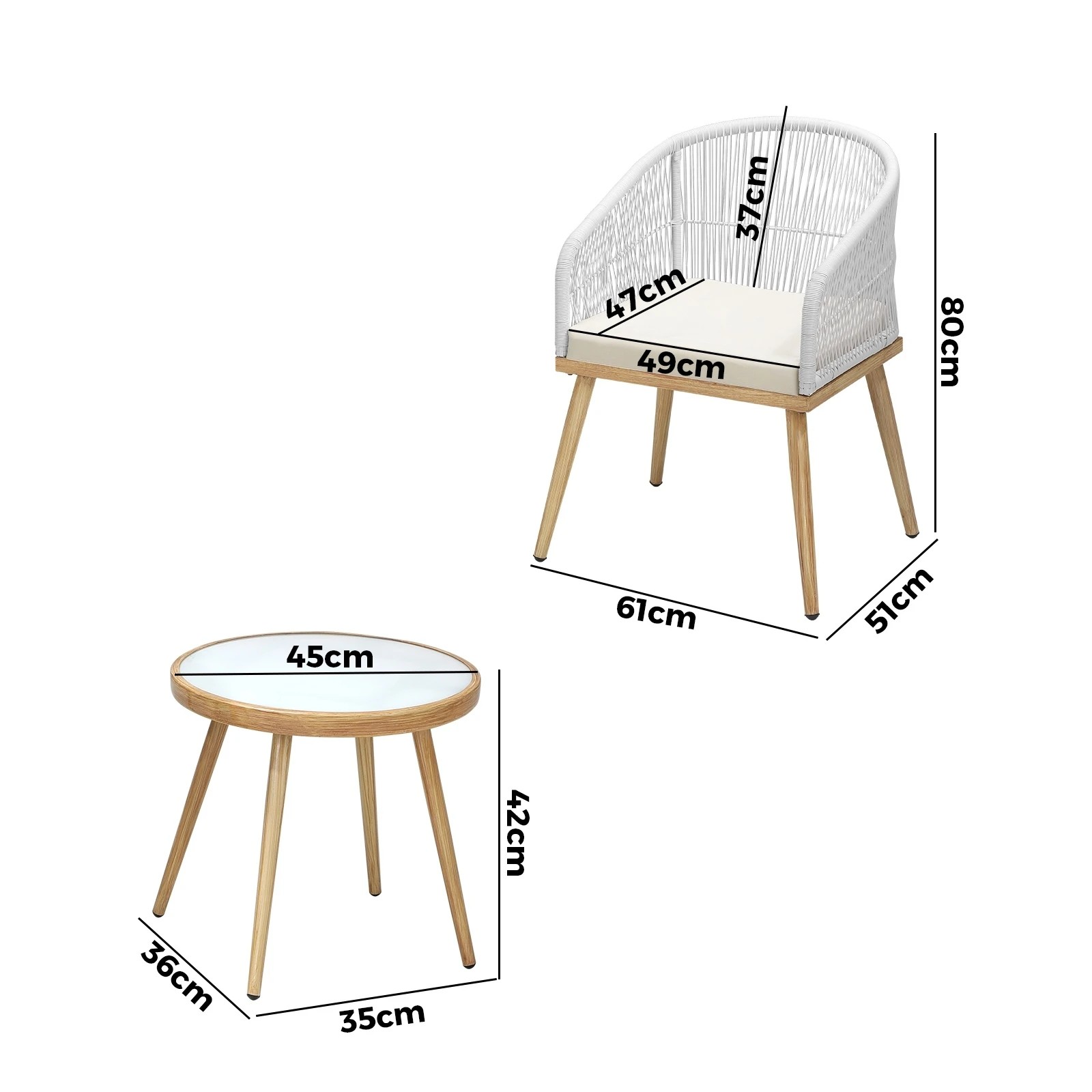 3 Livsip 3pcs Outdoor Furniture Lounge Setting Dining Table Chair Patio Bistro Set
 - Multi, 3 of 10