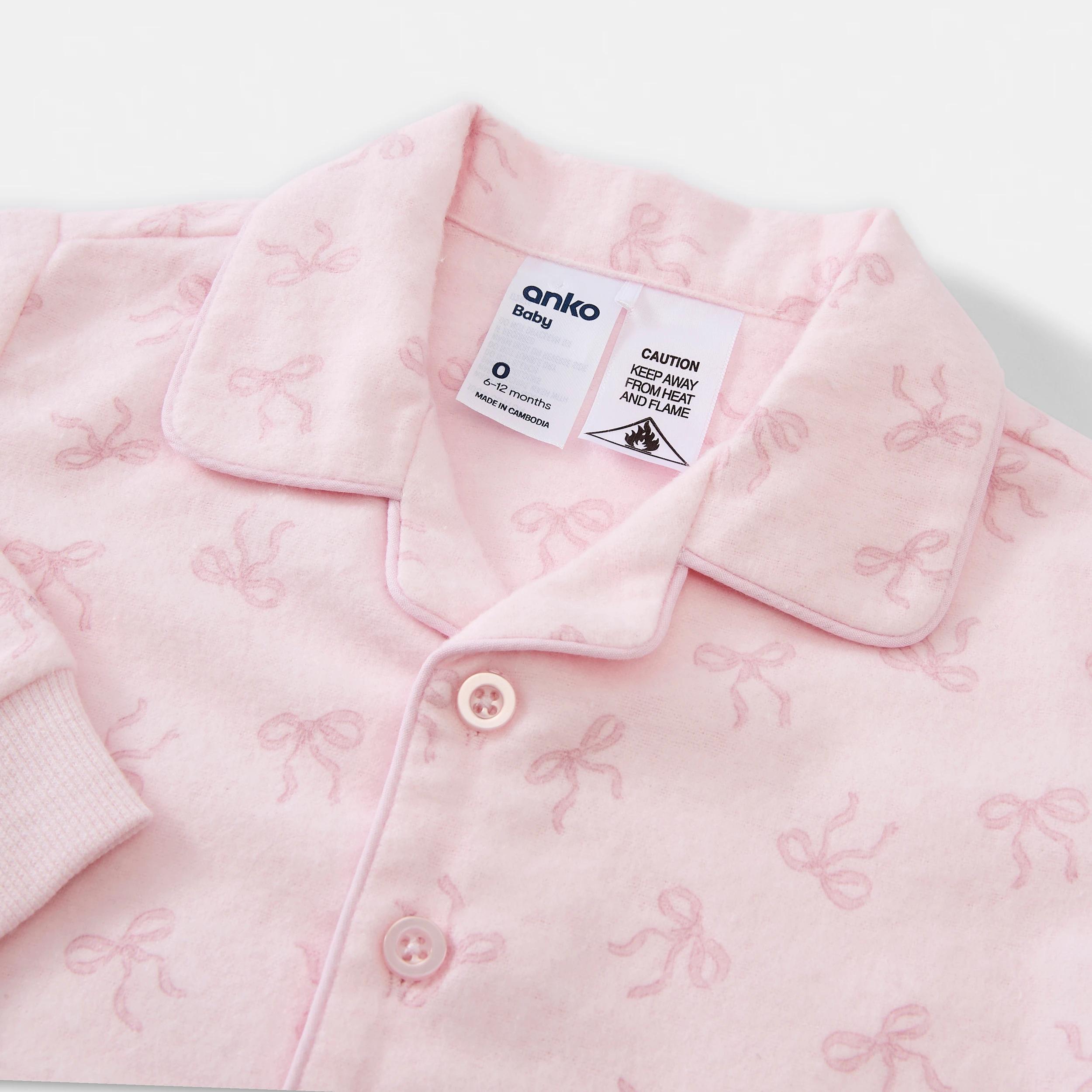 6 Cotton Flannelette Pyjama Set Pink Bow, 6 of 8