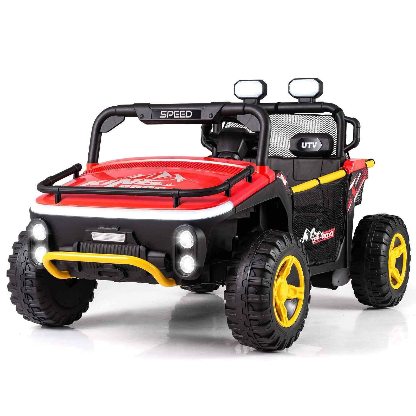 1 Costway 24V Kids Ride On Truck 2-Seater UTV Car Electric Vehicle Toy w/Music - Red, 1 of 1