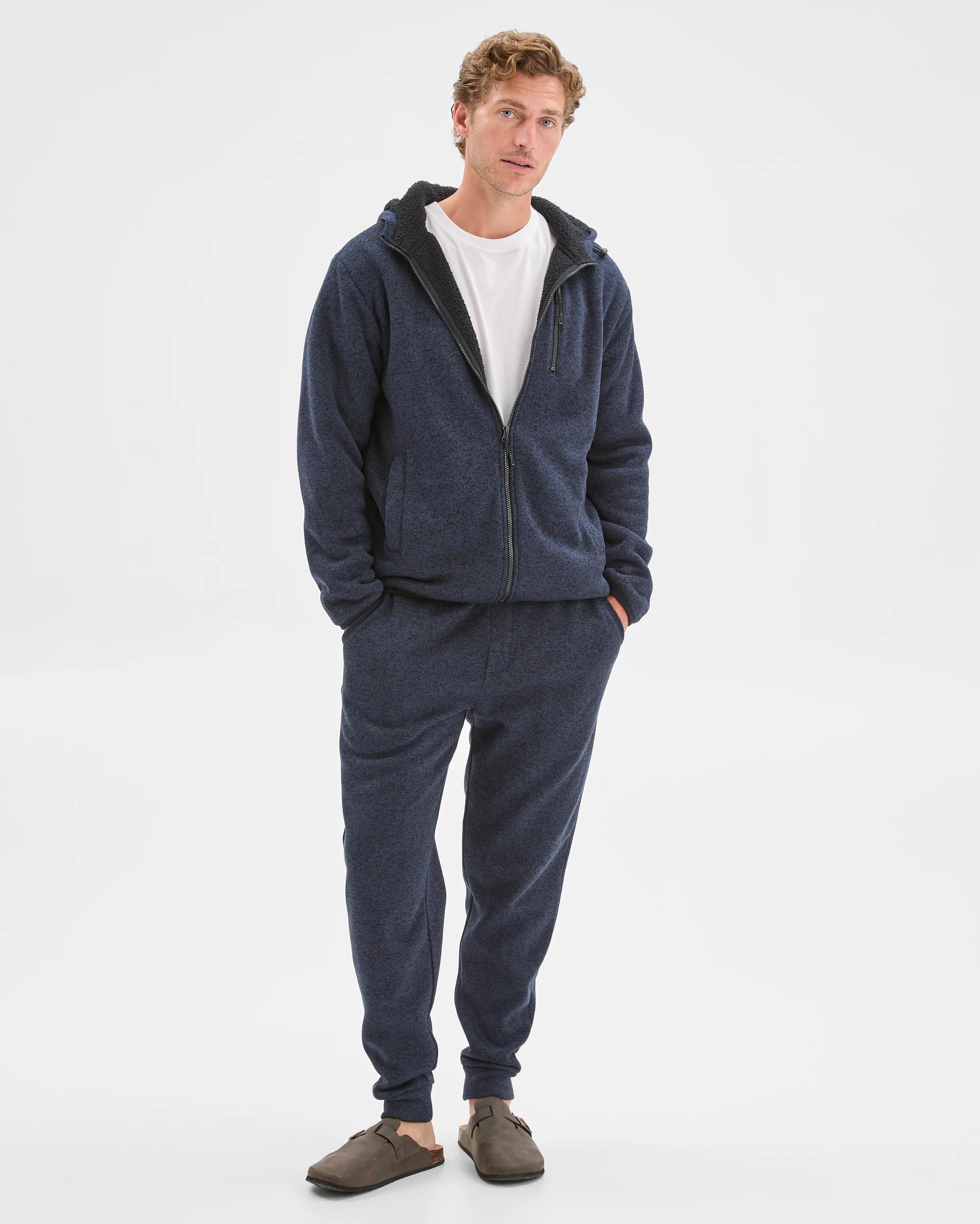 2 Target Man Teddy Lined Zip Through Fleece Hoodie NAVY MARLE, 2 of 7