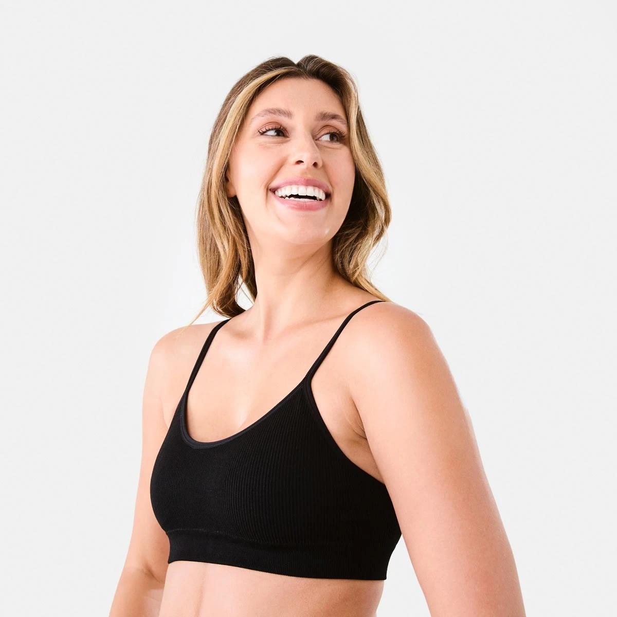 2 Seamfree Rib Crop Bra BLACK, 2 of 9