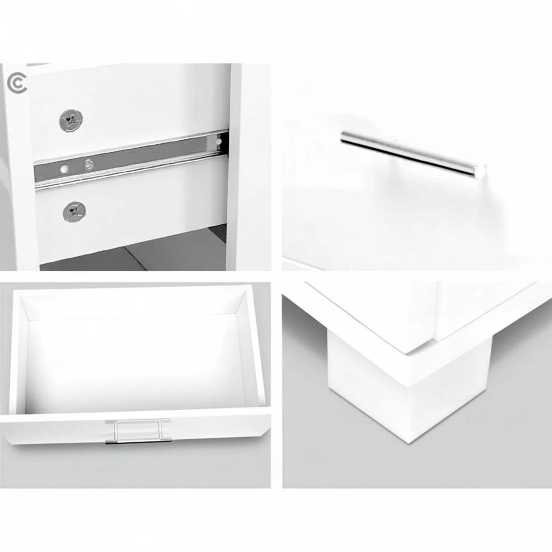 7 Artiss Bedside Table 2 Drawers High Gloss - White, 7 of 10