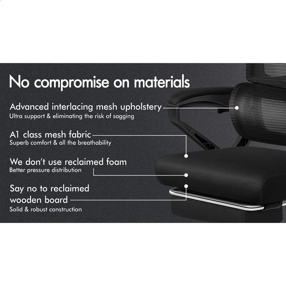 10 Alfordson Mesh Office Chair Racing Ergonomic Executive Computer Recliner Work - Black, 10 of 10