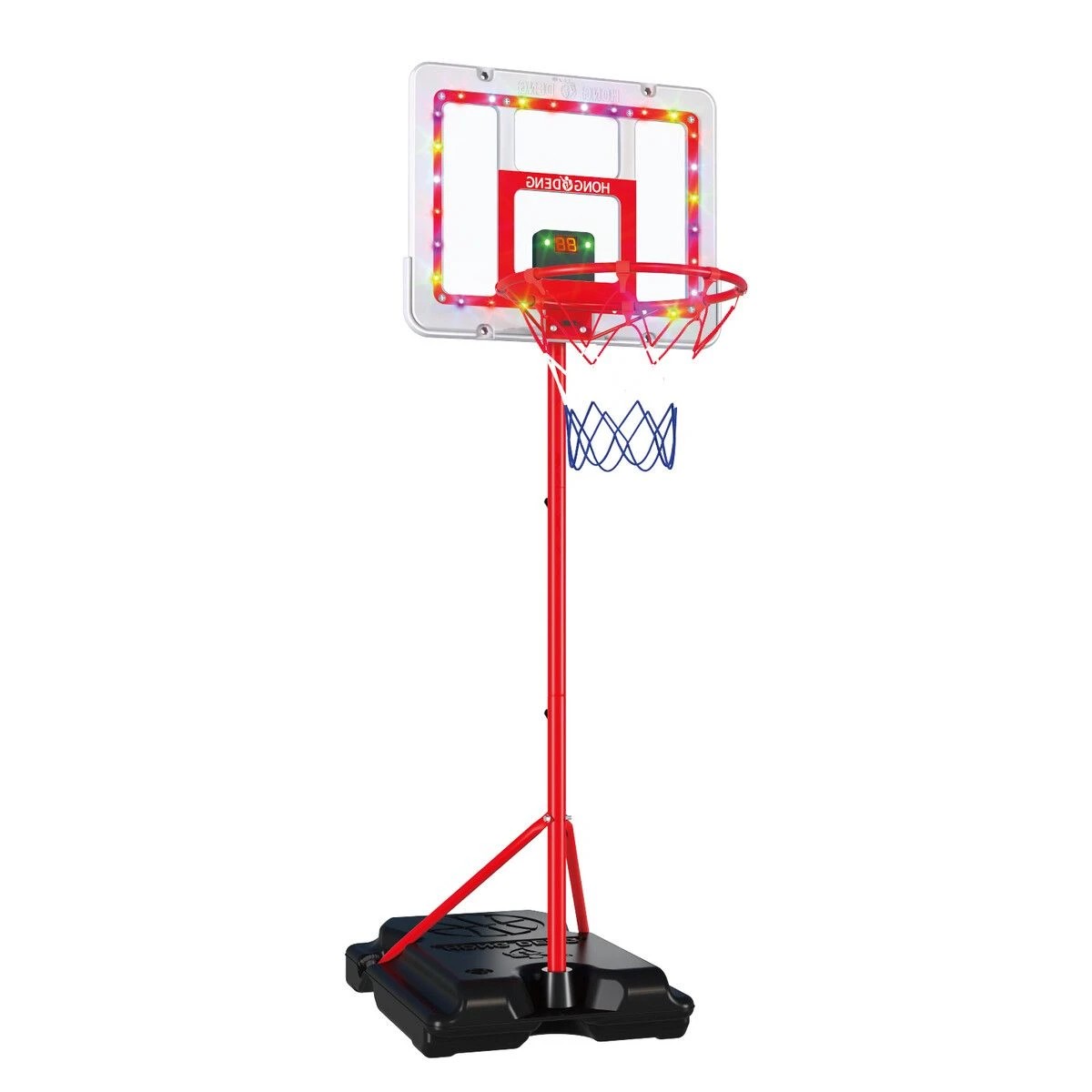 4 AUSWAY 1.2m-2.5m Portable Outdoor Basketball Hoop Stand System LED Backboard, 4 of 4