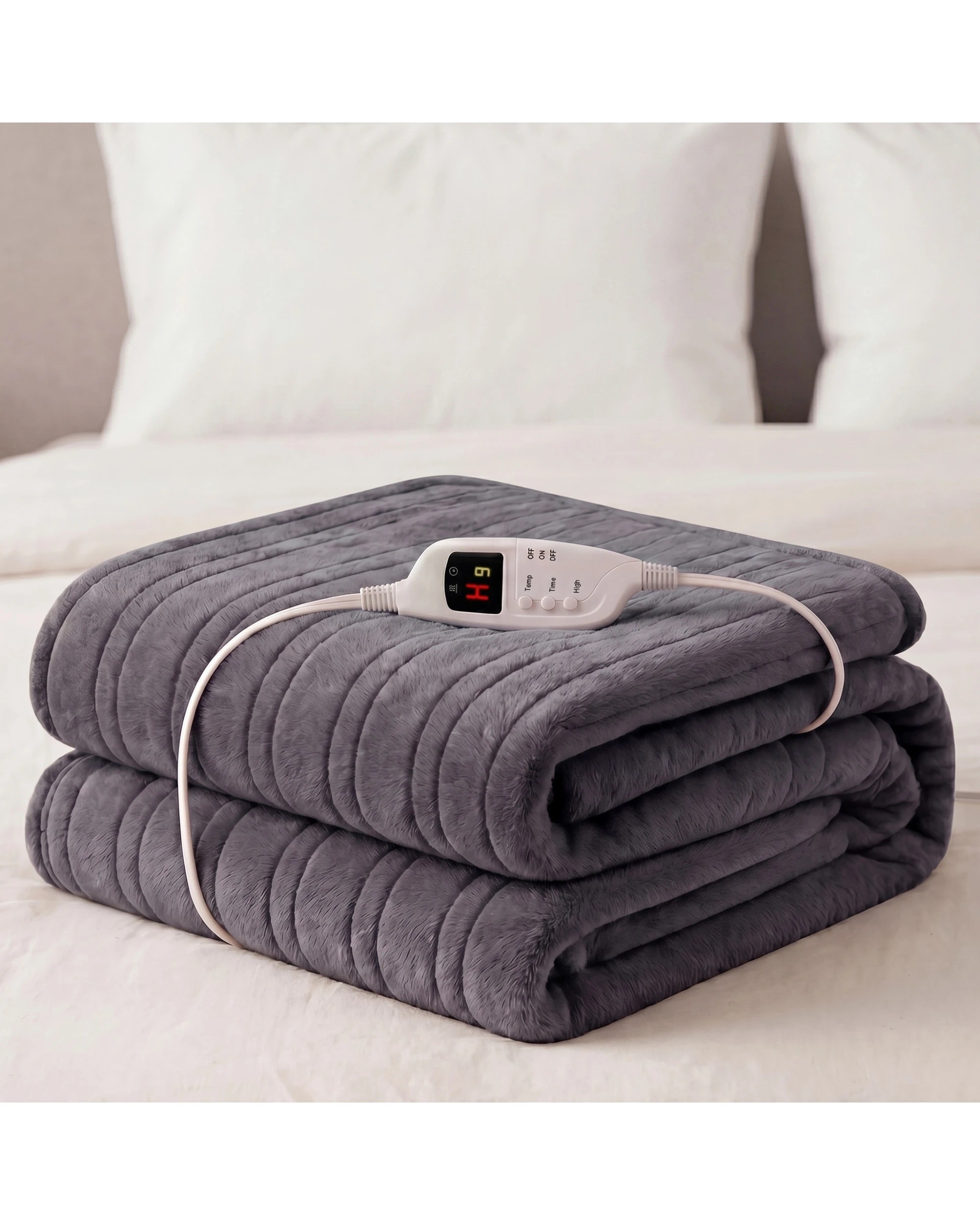 8 Laura Hill Electric Heated Blanket Throw Soft Coral Fleece 9 Heat Settings - Grey, 8 of 8
