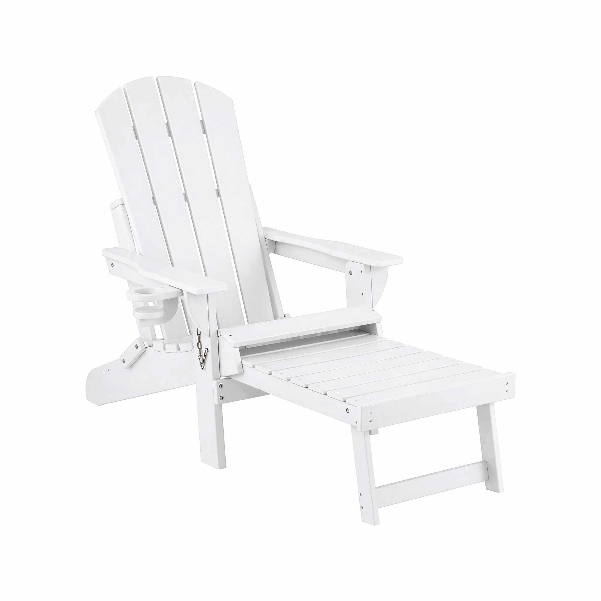 1 Gardeon Folding Sun Lounger Adirondack Chair Outdoor Lounge Setting HDPE Recliner Footrest - White, 1 of 9
