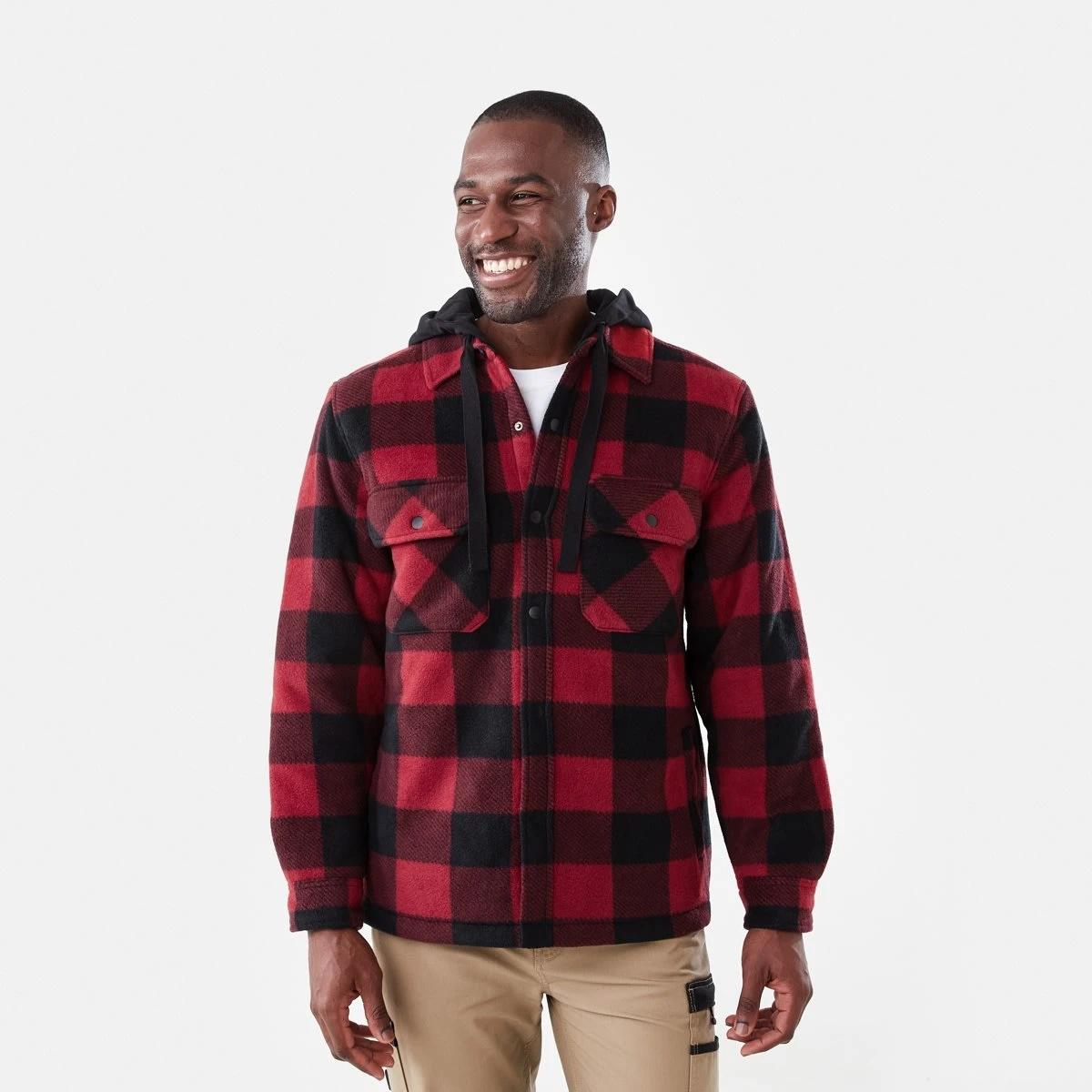 2 Workwear Padded Industrial Jacket Red Check, 2 of 8