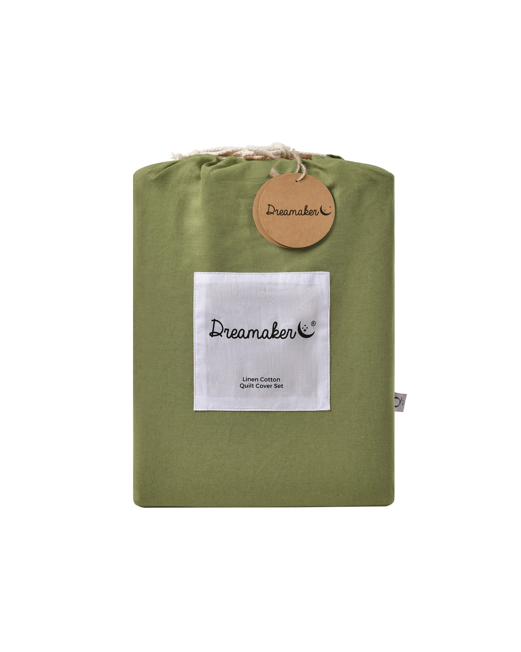 8 Dreamaker Linen Cotton Quilt Cover Set - Single Bed - Olive, 8 of 8