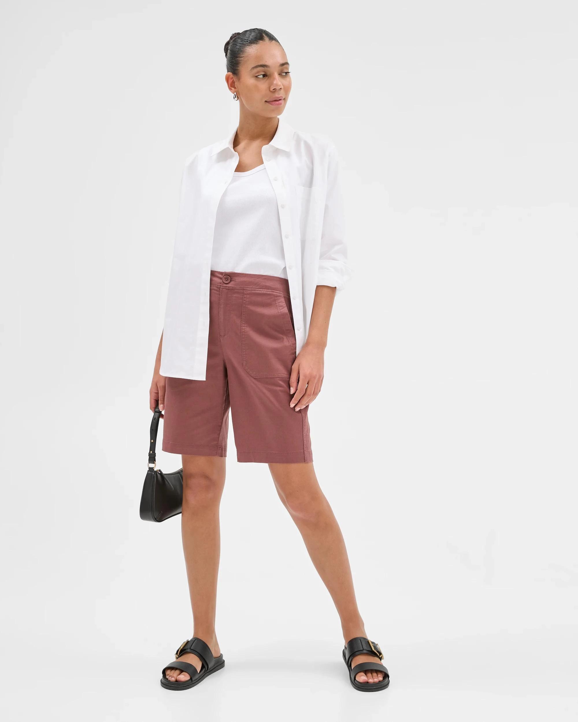 2 Target Ribbed Waist Shorts CAROB, 2 of 5