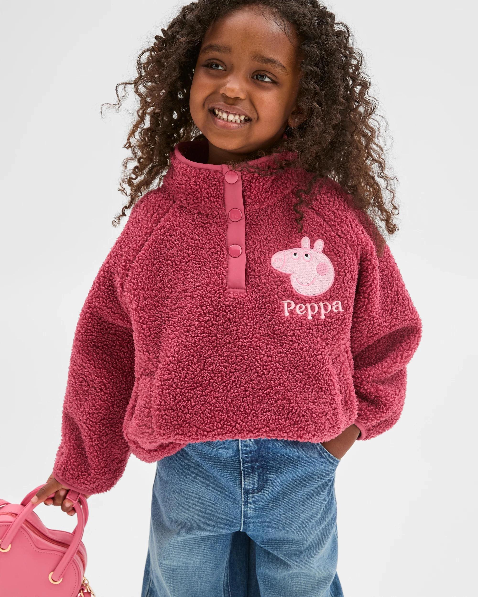1 Peppa Pig Teddy Fleece Embroidered Jacket PINK, 1 of 8