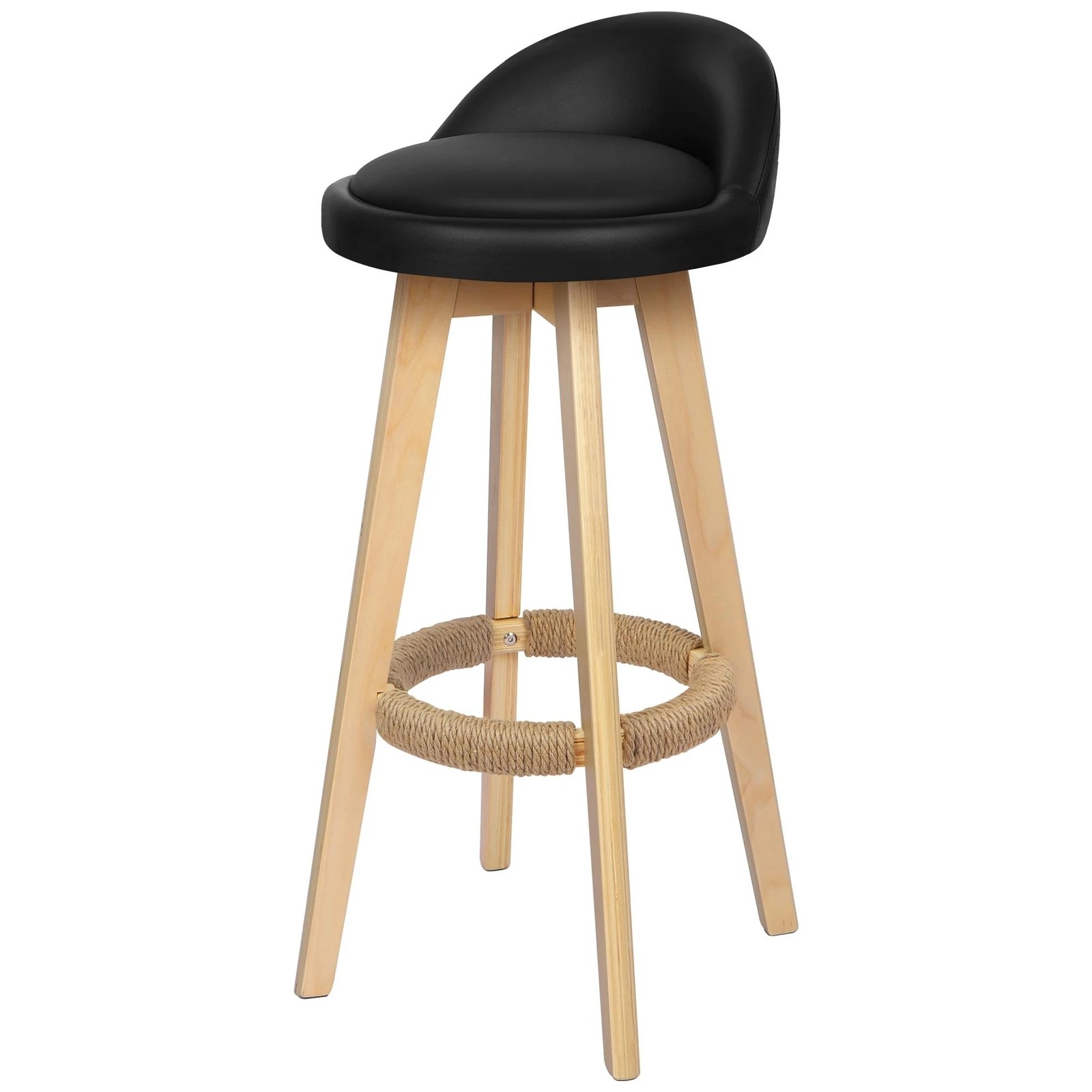 5 Alfordson 2x Kitchen Bar Stools Liam Wooden Swivel Bar Stool Chairs - Black, 5 of 9