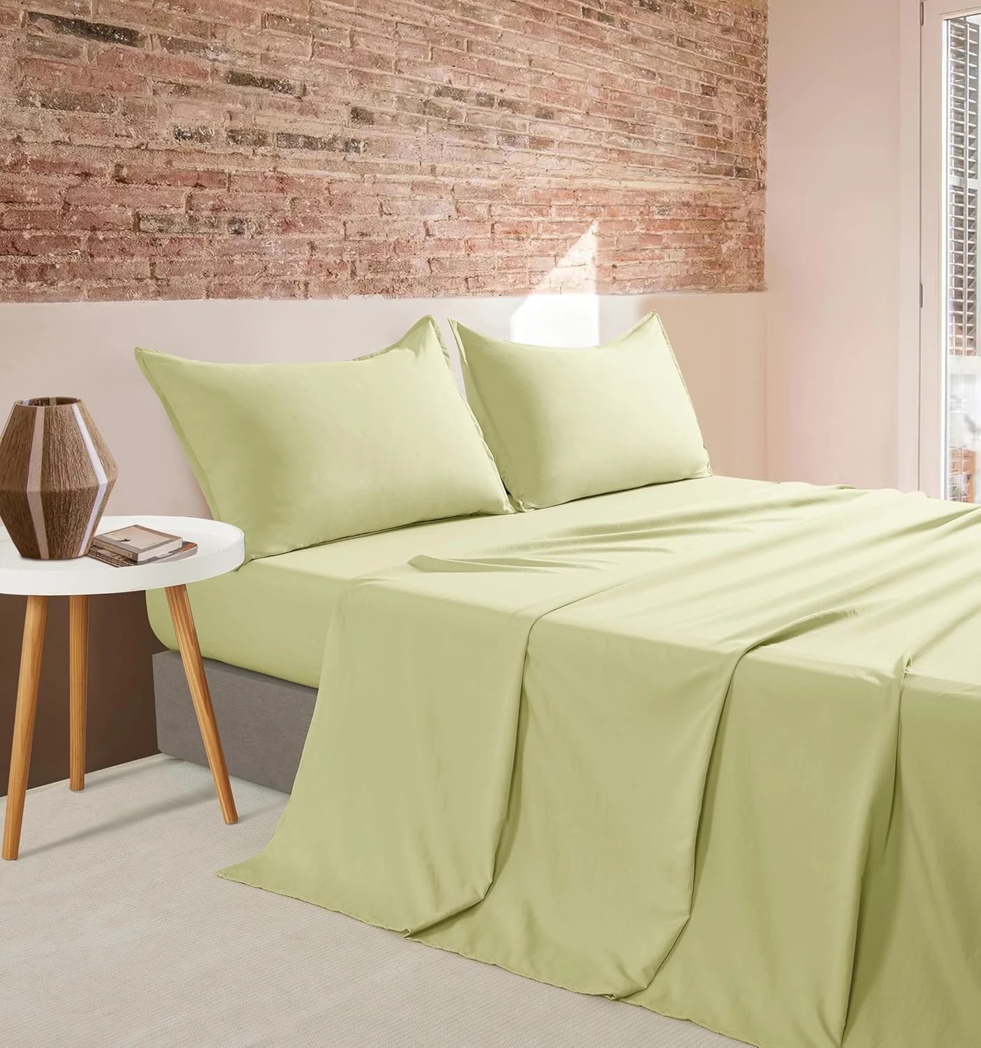 1 CleverPolly 100% Vintage Washed Microfibre Sheet Set - Lemon - Double Bed, 1 of 6