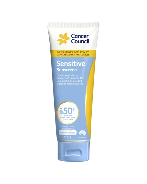 Cancer Council SPF50+ Sensitive Sunscreen 110ml - Aloe Vera and Vitamin E