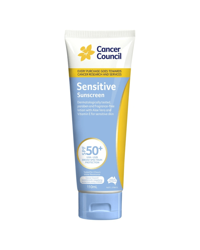 Cancer Council SPF50+ Sensitive Sunscreen 110ml - Aloe Vera and Vitam