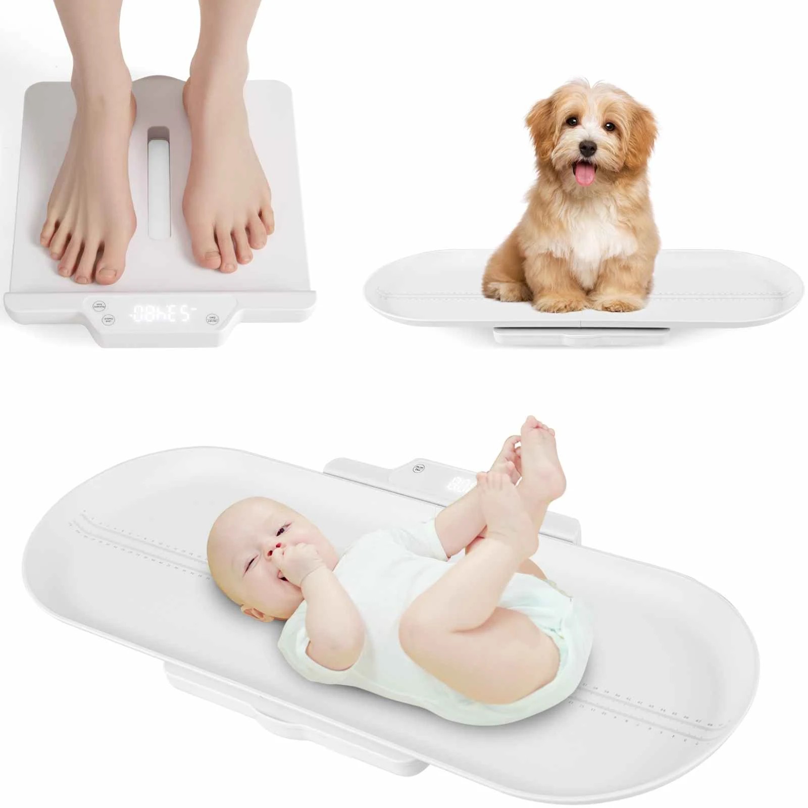 1 Costway 3-in-1 Baby Body Scale w/Tray APP Control - White, 1 of 2