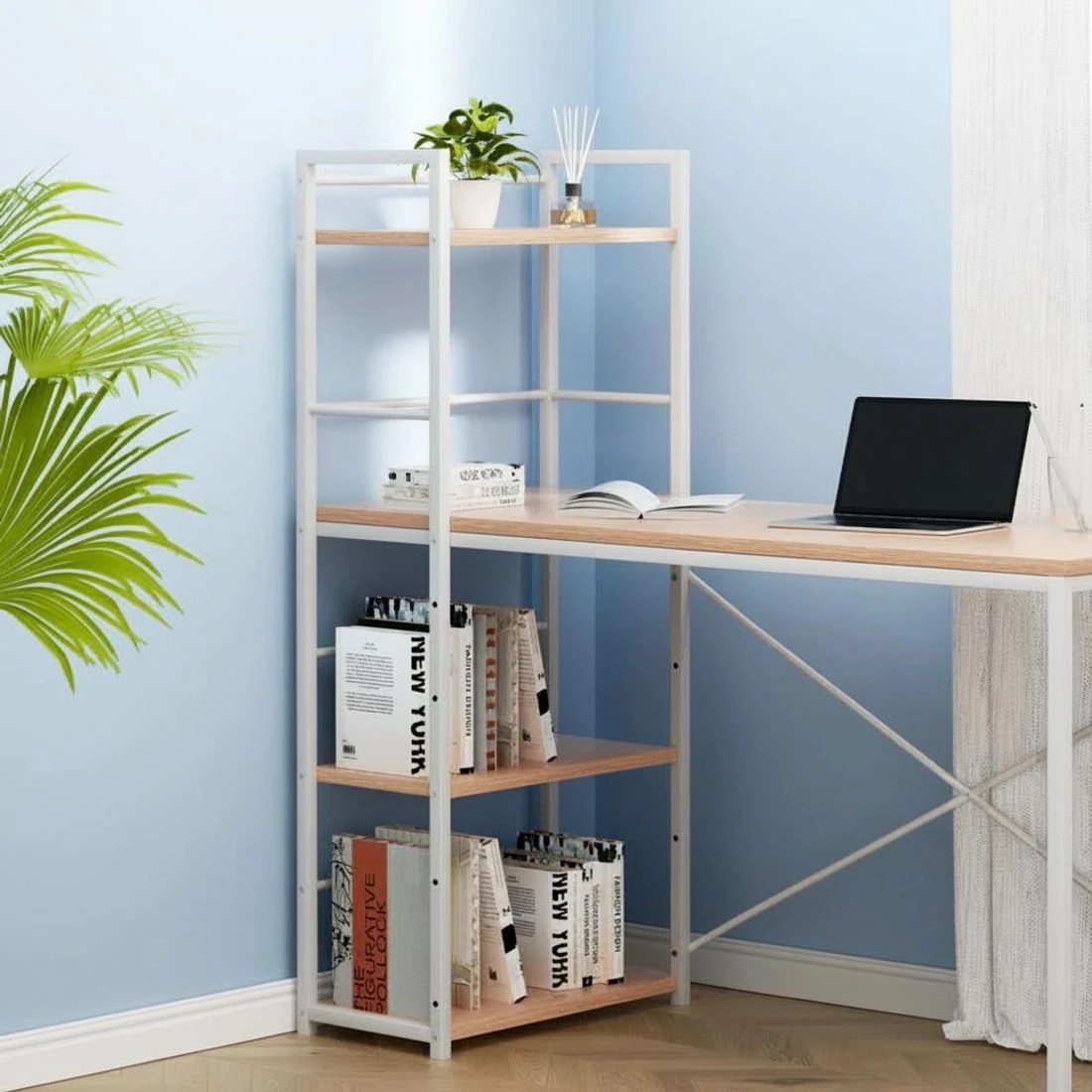 3 Artiss Computer Desk Shelf Oak 120CM - Brown, 3 of 5