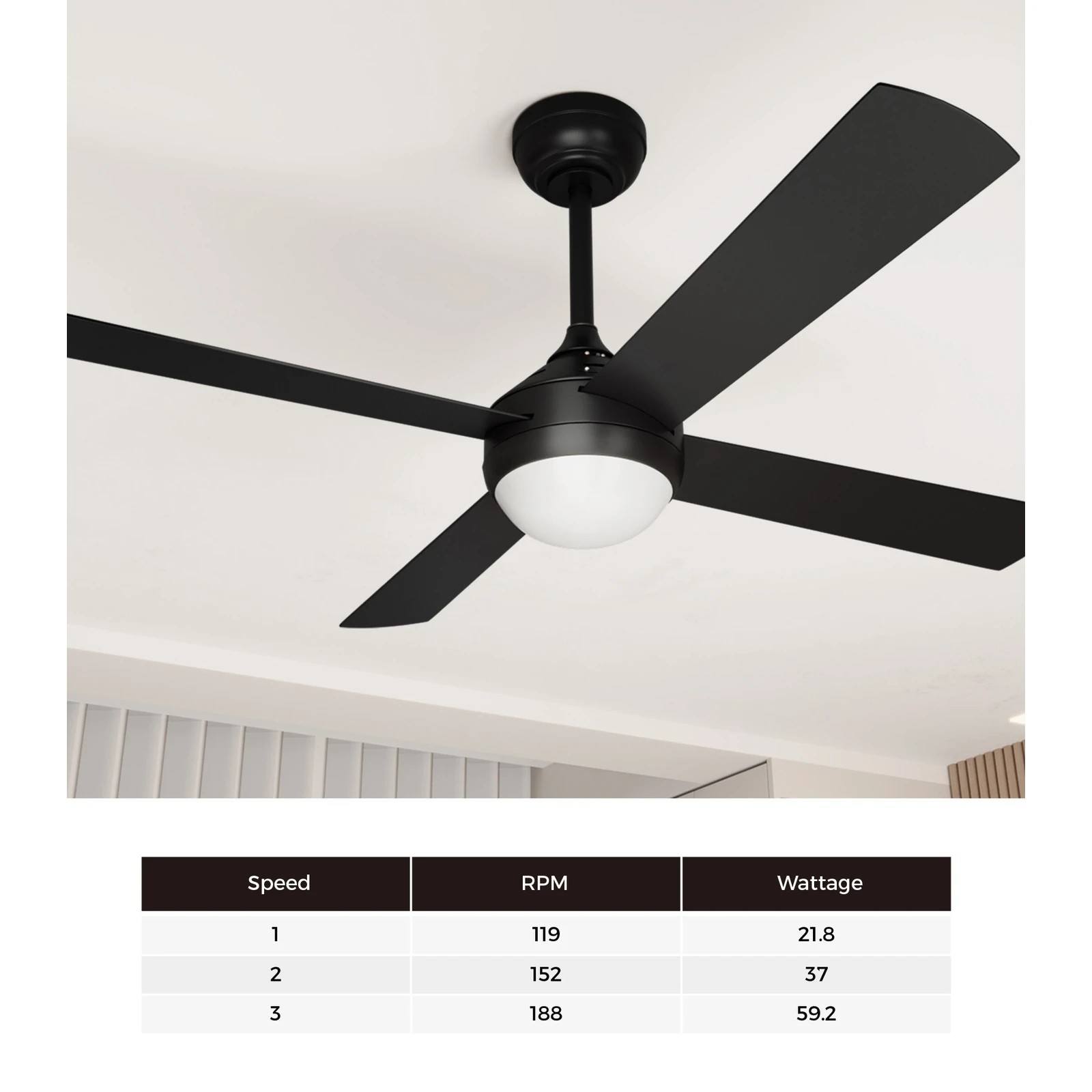5 Vevare 52" Ceiling Fan AC Motor with LED Light & Remote Control, 5 of 10
