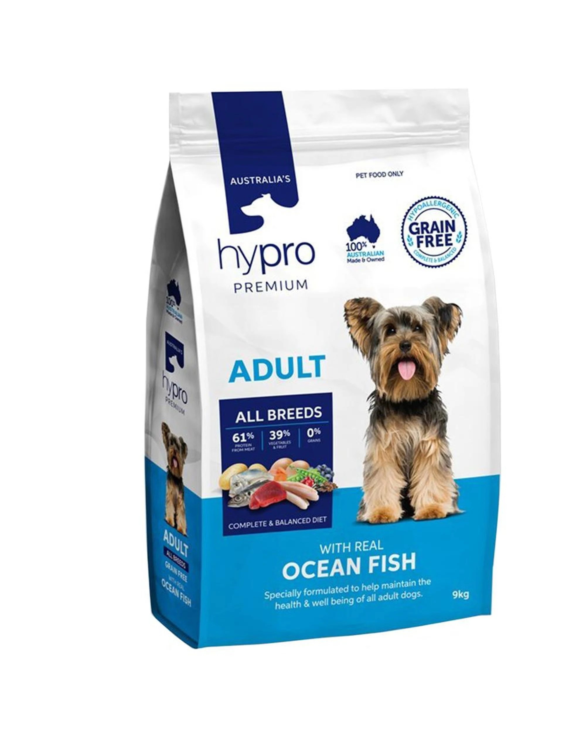 1 Hypro Premium Adult All Breeds Dry Dog Food Ocean Fish 9kg, 1 of 3