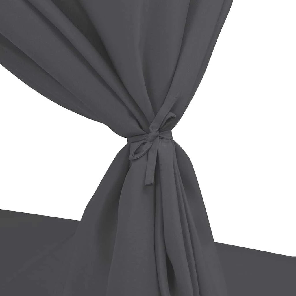 4 vidaXL Outdoor Lounge Bed With Curtains Poly Rattan - Grey, 4 of 6