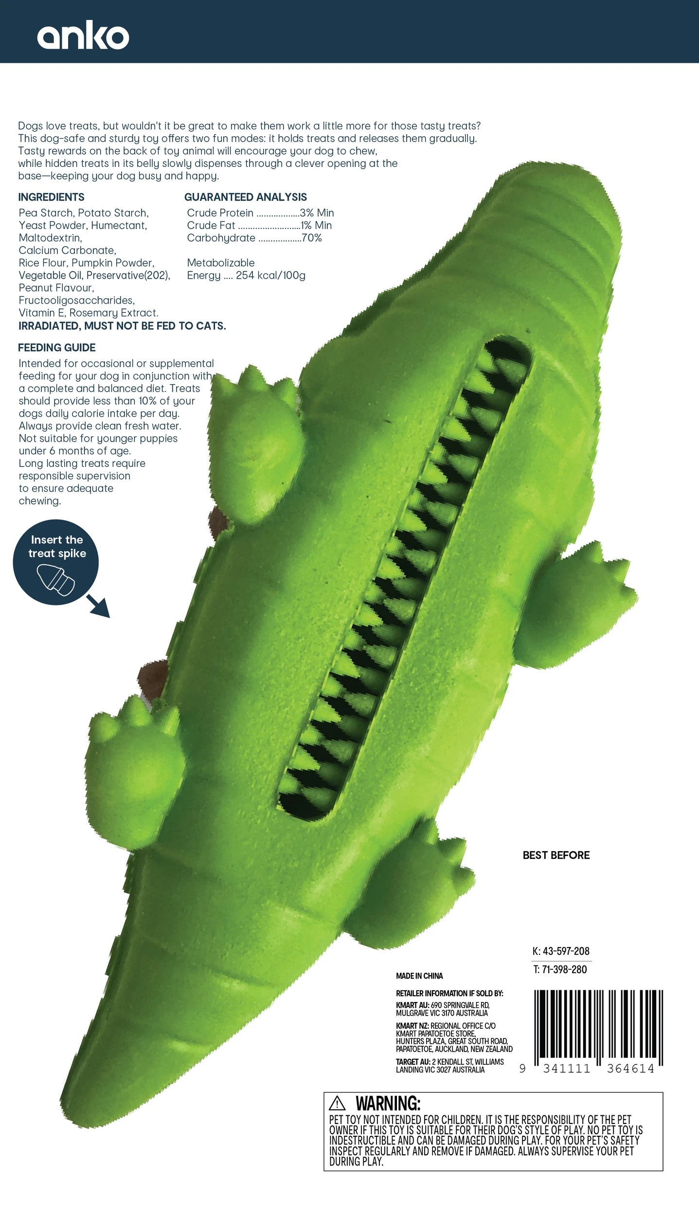 4 Pet Toy Chew 2-in-1 Alligator - Large, 4 of 4