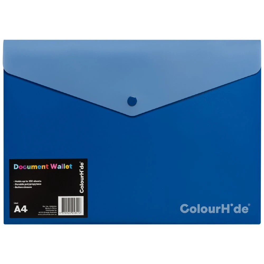 1 ColourHide A4 Document Wallet Navy/Teal, 1 of 4
