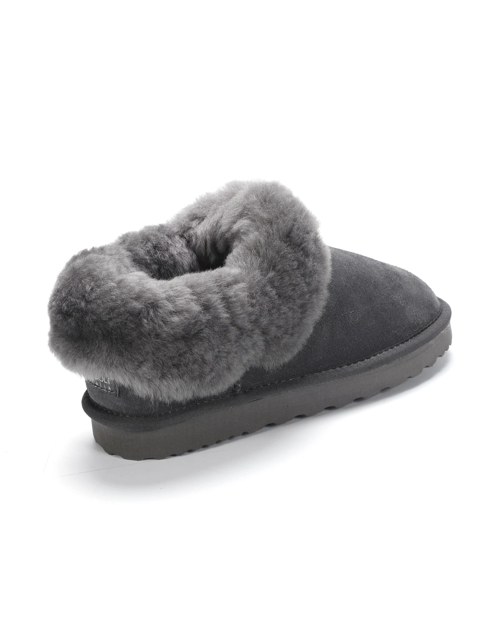4 AUS WOOLI Sheepskin Wool Traditional Ankle UGG Slippers GREY, 4 of 6