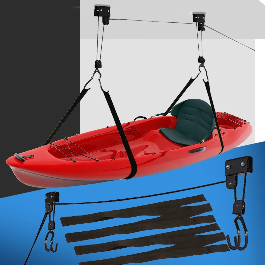 7 Monvelo Bike Lift Pulley System Ceiling Hook Garage Storage Rack, 7 of 7
