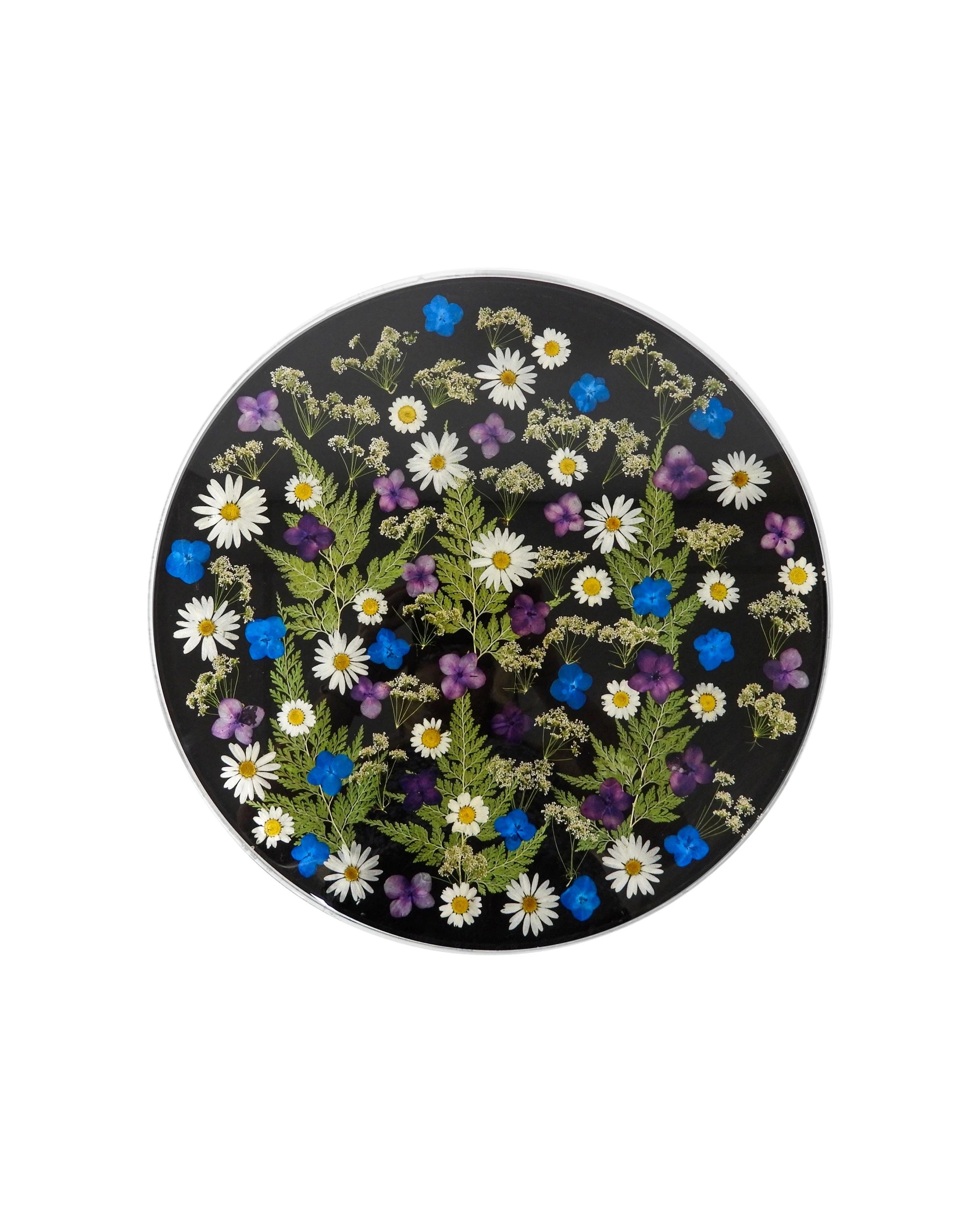 2 Leni Resin Side Table Handmade Tranquil Garden - Black, 2 of 6