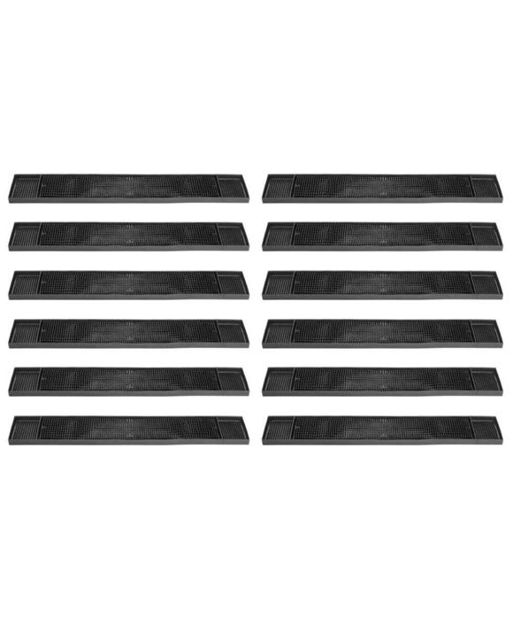 Trenton Bar Mat  Runner 610 x 83mm Black Rubber Set of 12