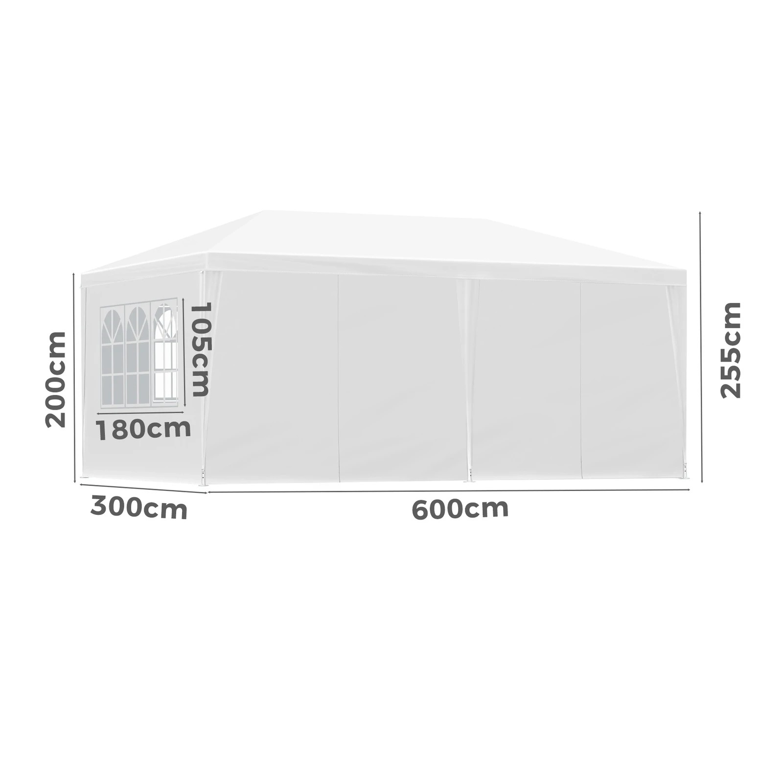 7 Alfordson Gazebo Marquee Outdoor Party Tent Camping Portable Side Wall 3x6m - White, 7 of 7