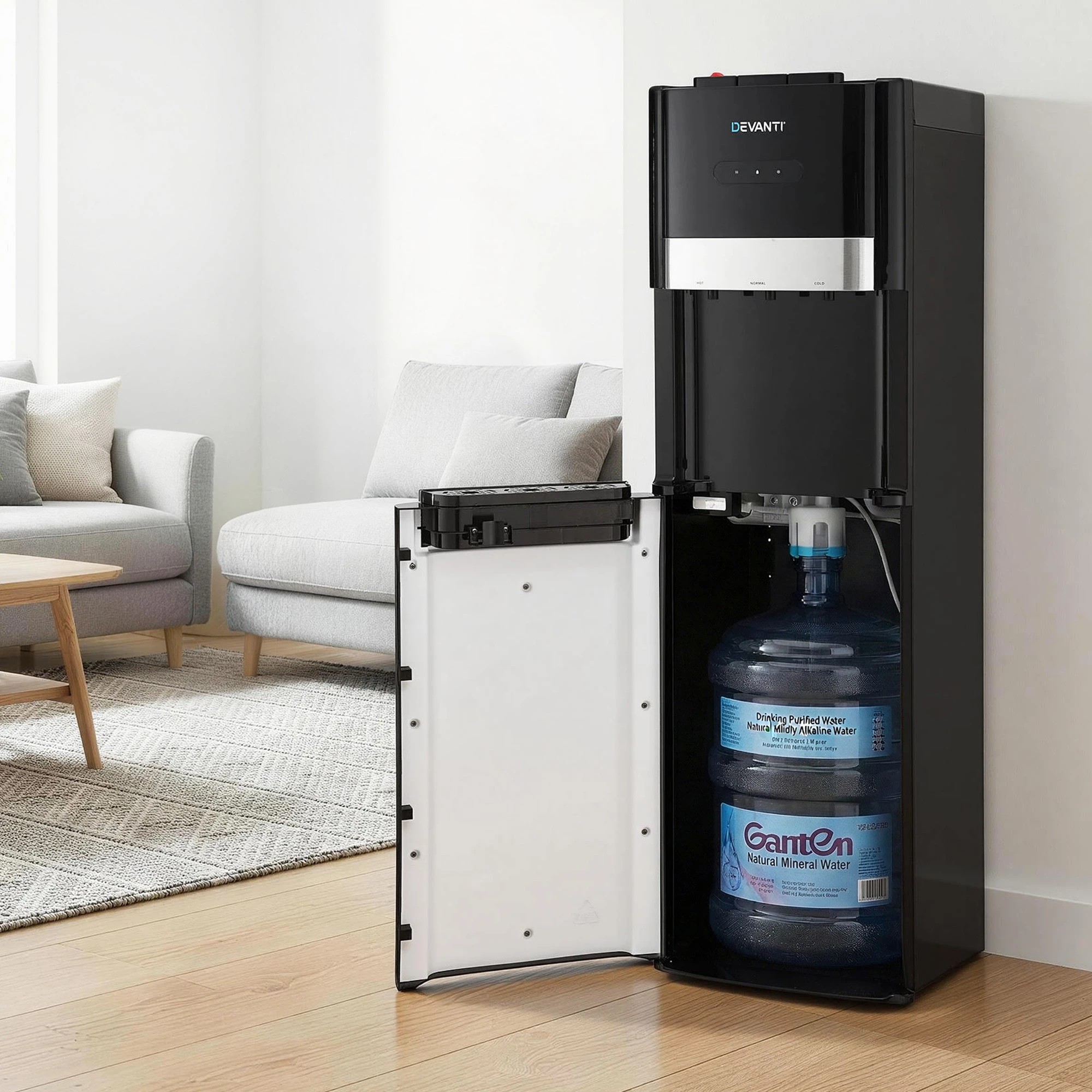 4 Devanti 3 Taps Water Cooler Dispenser Bottom Loading Dispenser Chiller Filter - Black, 4 of 9