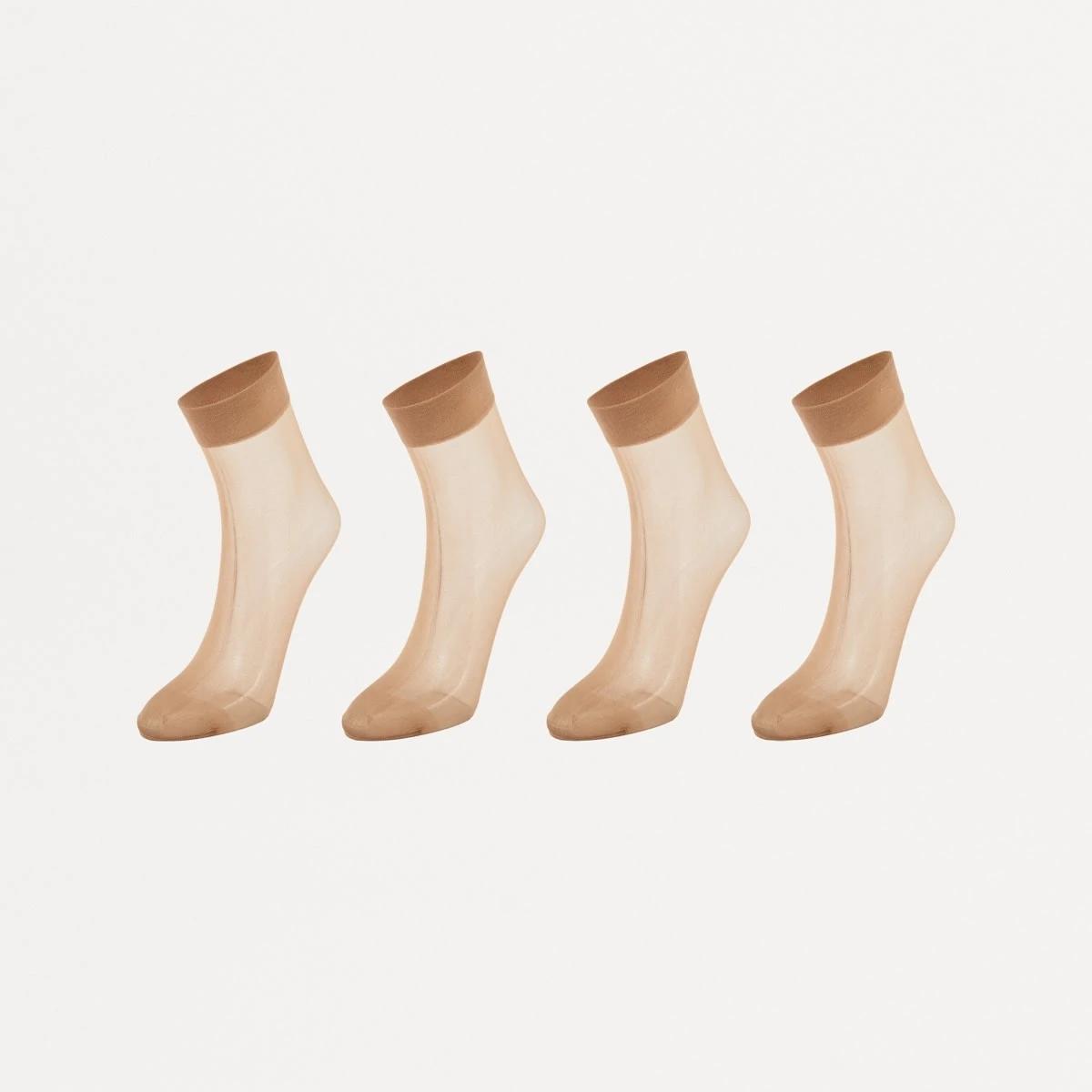 1 4 Pack Ankle High Pantyhose NATURAL HOISERY, 1 of 3