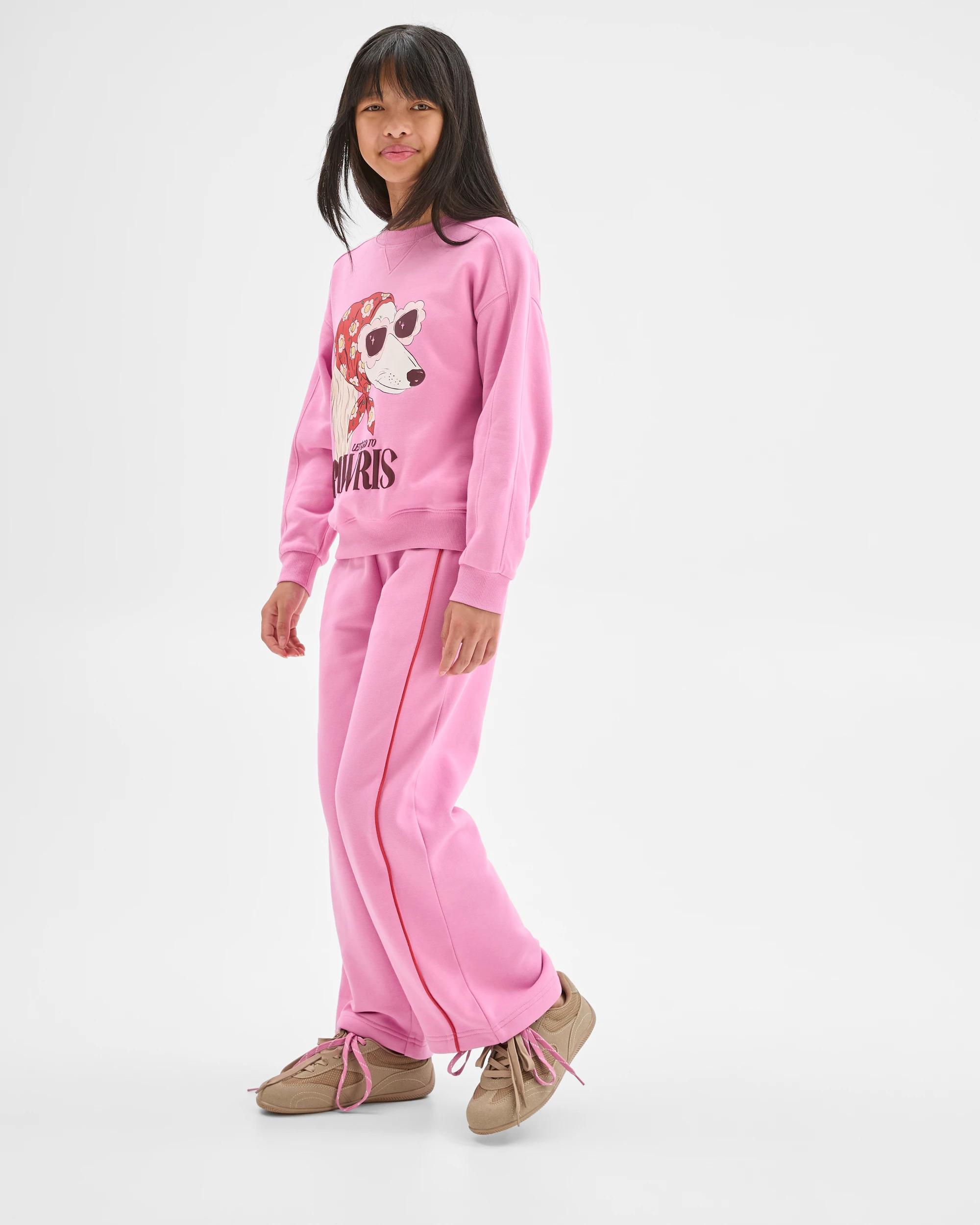 2 Target Kids Australian Cotton Blend Long Sleeve Fleece Top SCARF POOCH PINK, 2 of 7