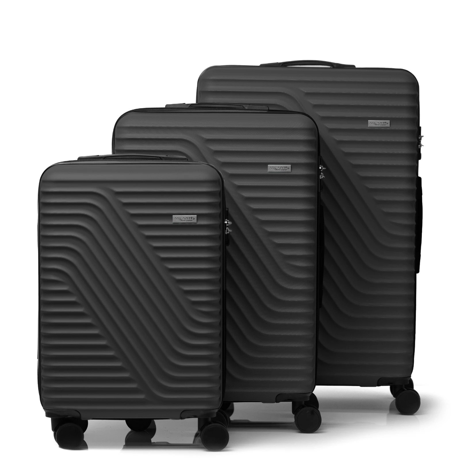1 Milano Décor Atlantis Luggage 3 Piece Set TSA Lock Luxury Hard Case Travel Suitcase - Black, 1 of 9