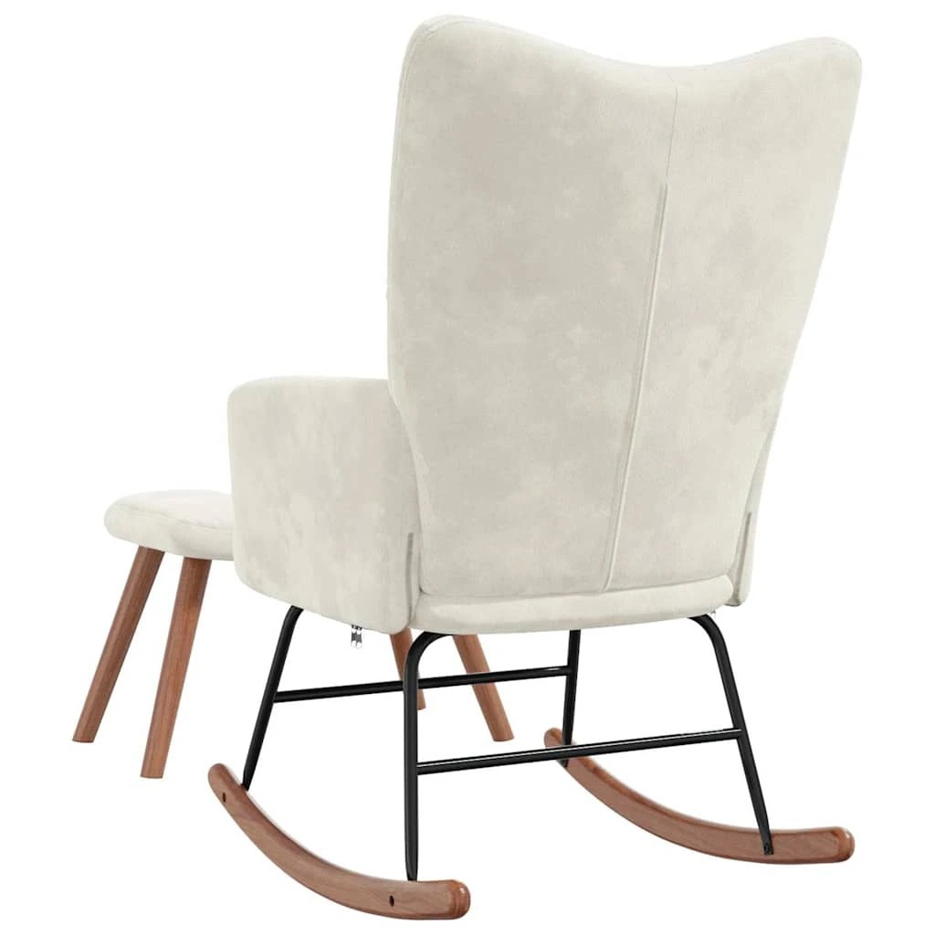 8 Vidaxl Rocking Chair With A Stool Velvet - Beige, 8 of 8