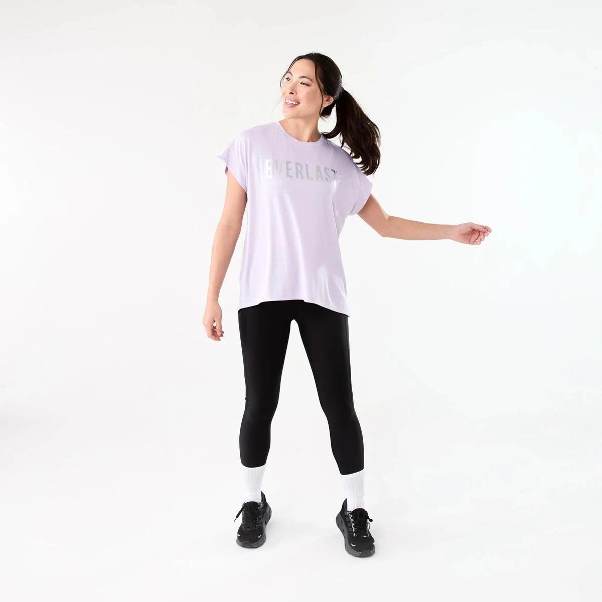7 Everlast Womens Relaxed Longline T-shirt EVERLAST BLOCK LOGO GAL LILAC, 7 of 7