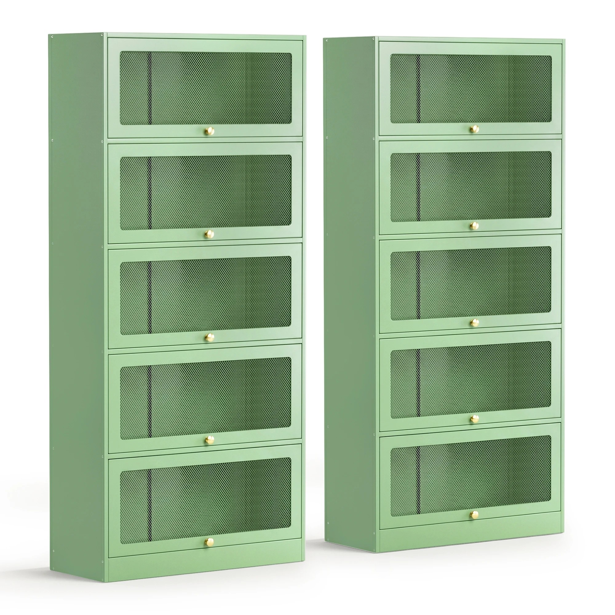 1 Artiss 2x Buffet Unit Cabinet Sideboard Metal - Green, 1 of 8