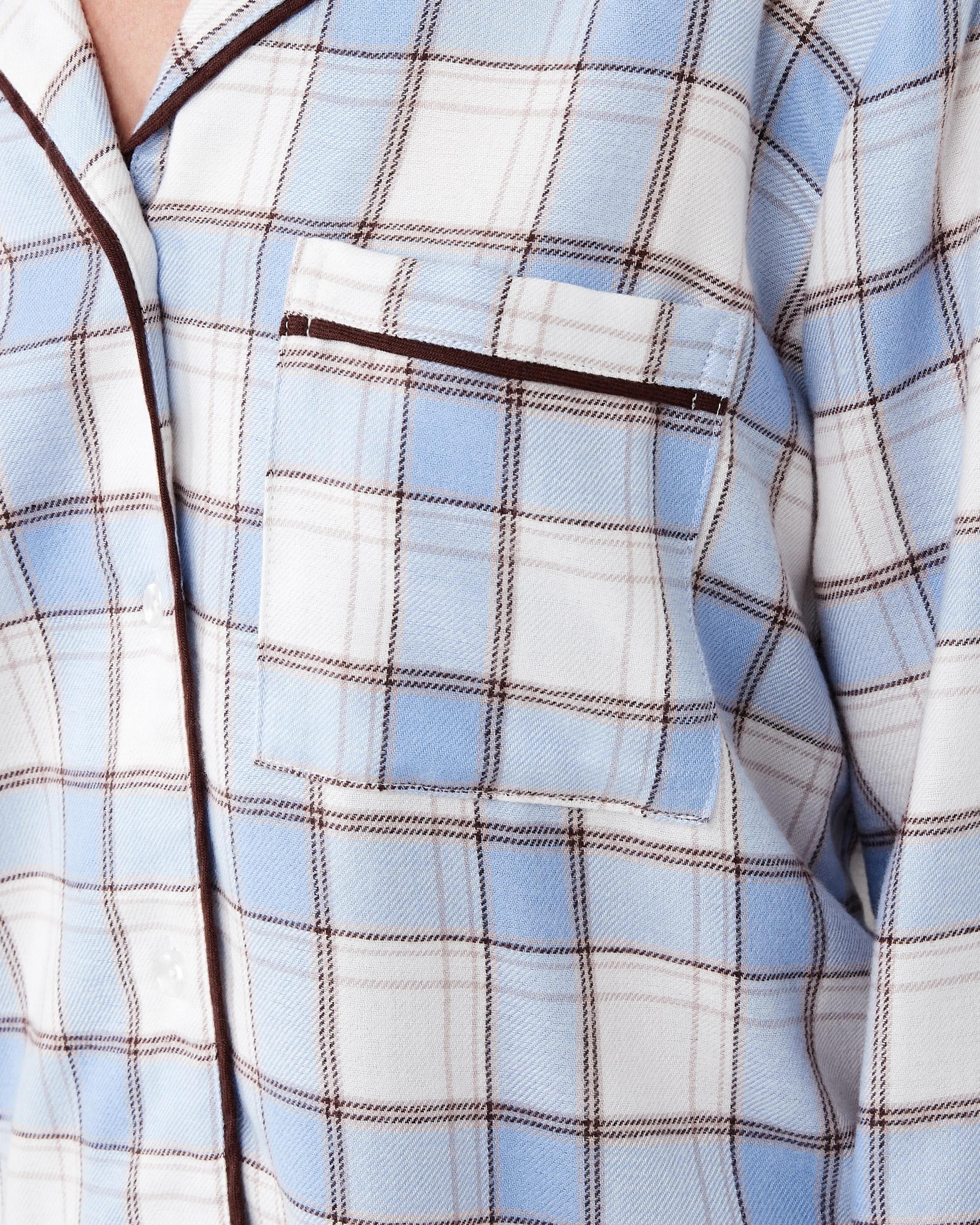 6 Viscose Blend Classic Flannel Pyjama Set Bu Bwn Chk, 6 of 9