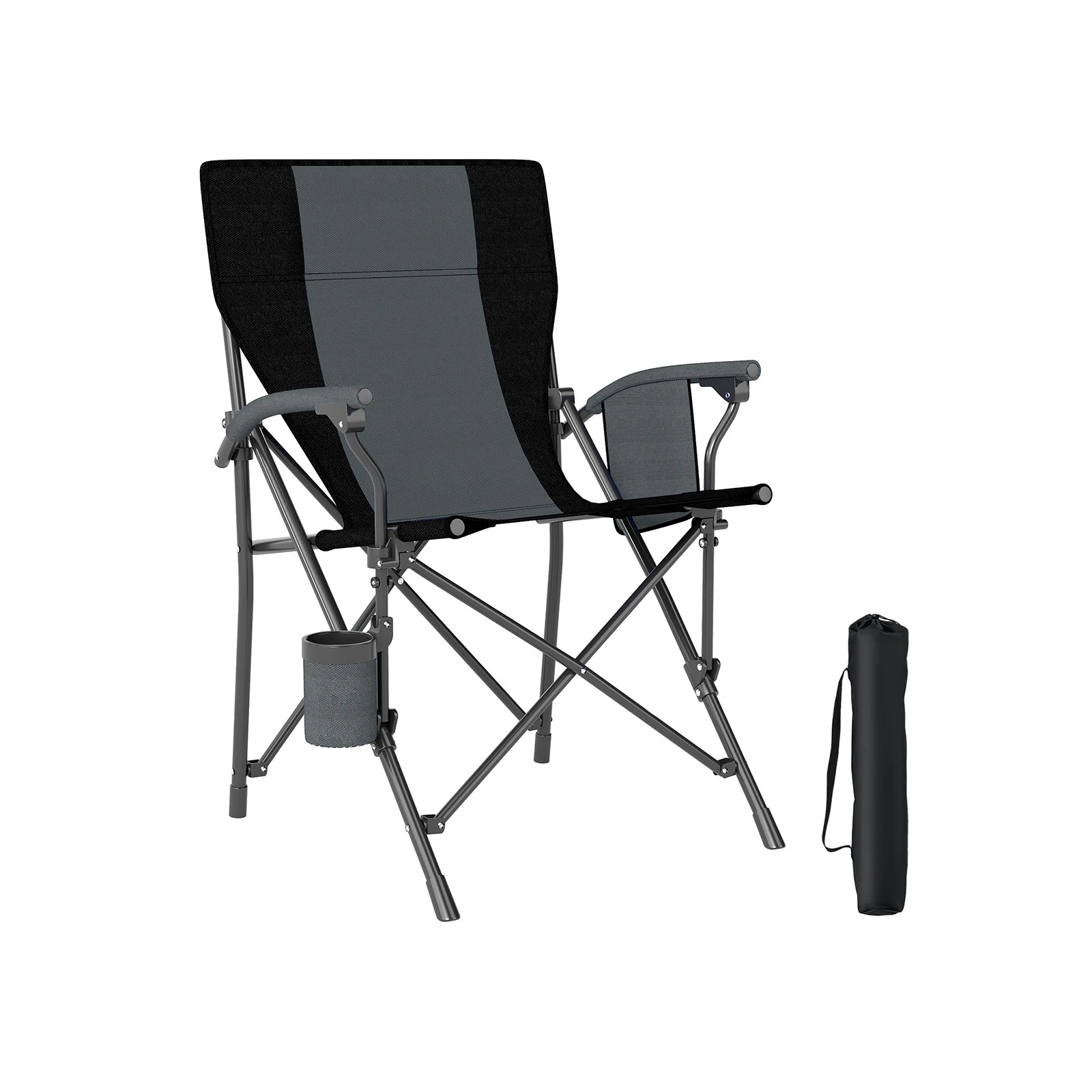 1 Costway Folding Camping Chair Outdoor Fishing Picnic Chair w/Cup Holder Side Pocket Carry Bag - Black, 1 of 1