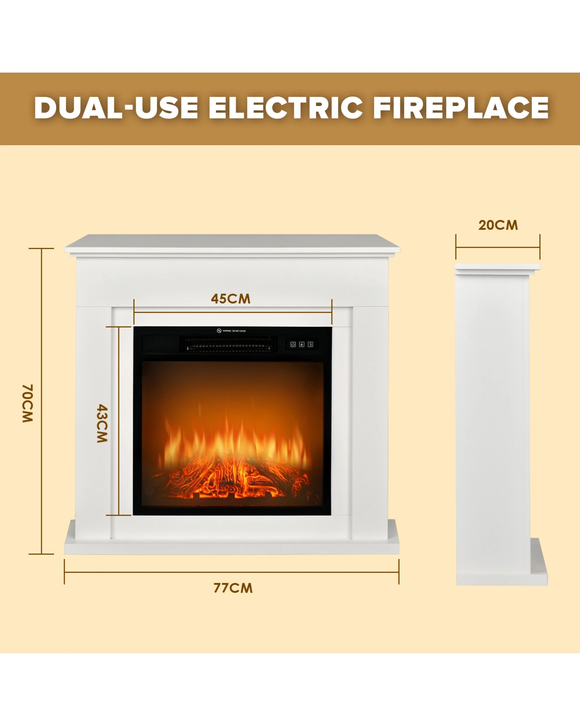 4 Advwin Electric Fireplace Freestanding Heater TV Stand with Mantel 3D Flame 3-speeds - White, 4 of 7