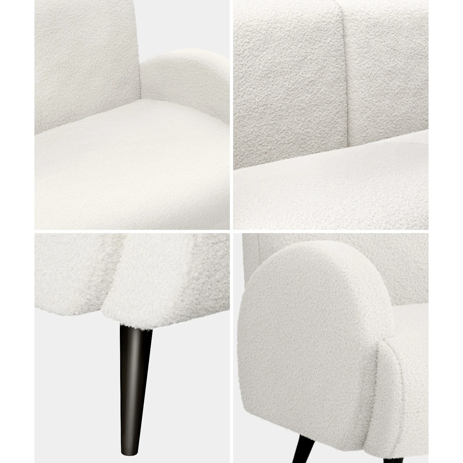 6 Oikiture Boucle Sofa Luxury 3 Seater Couch Fleece Chair Office Lounge
 - White, 6 of 10