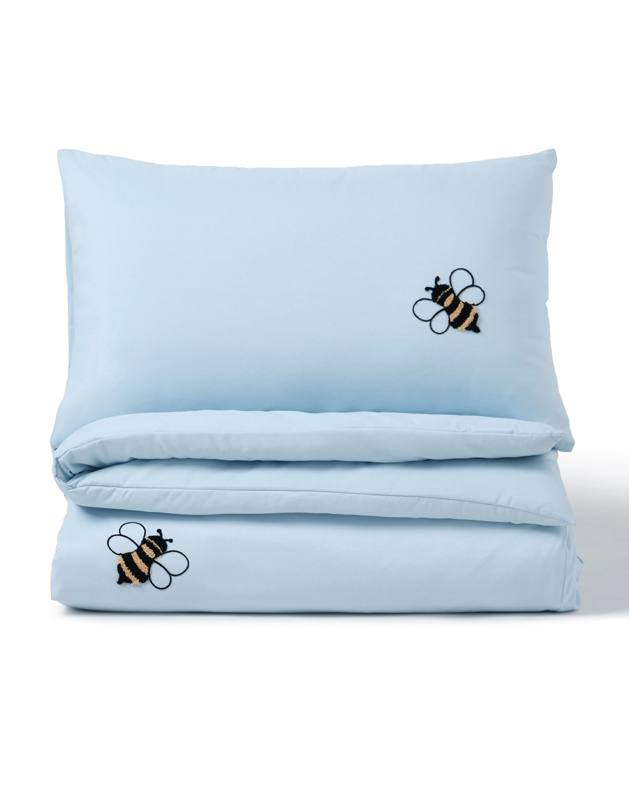 3 Jack & Ava Bumbly the Bee Embroidered Kids Quilt Cover Set - King Single Bed - Sky Blue, 3 of 7