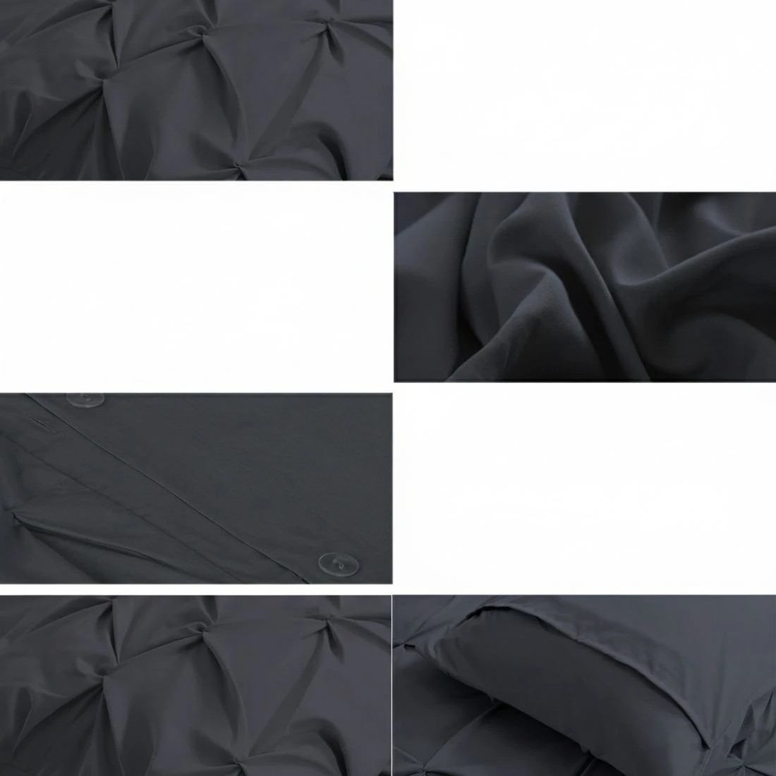 3 Giselle Bedding Quilt Cover Set Diamond Pinch  King - King Bed - Black, 3 of 6