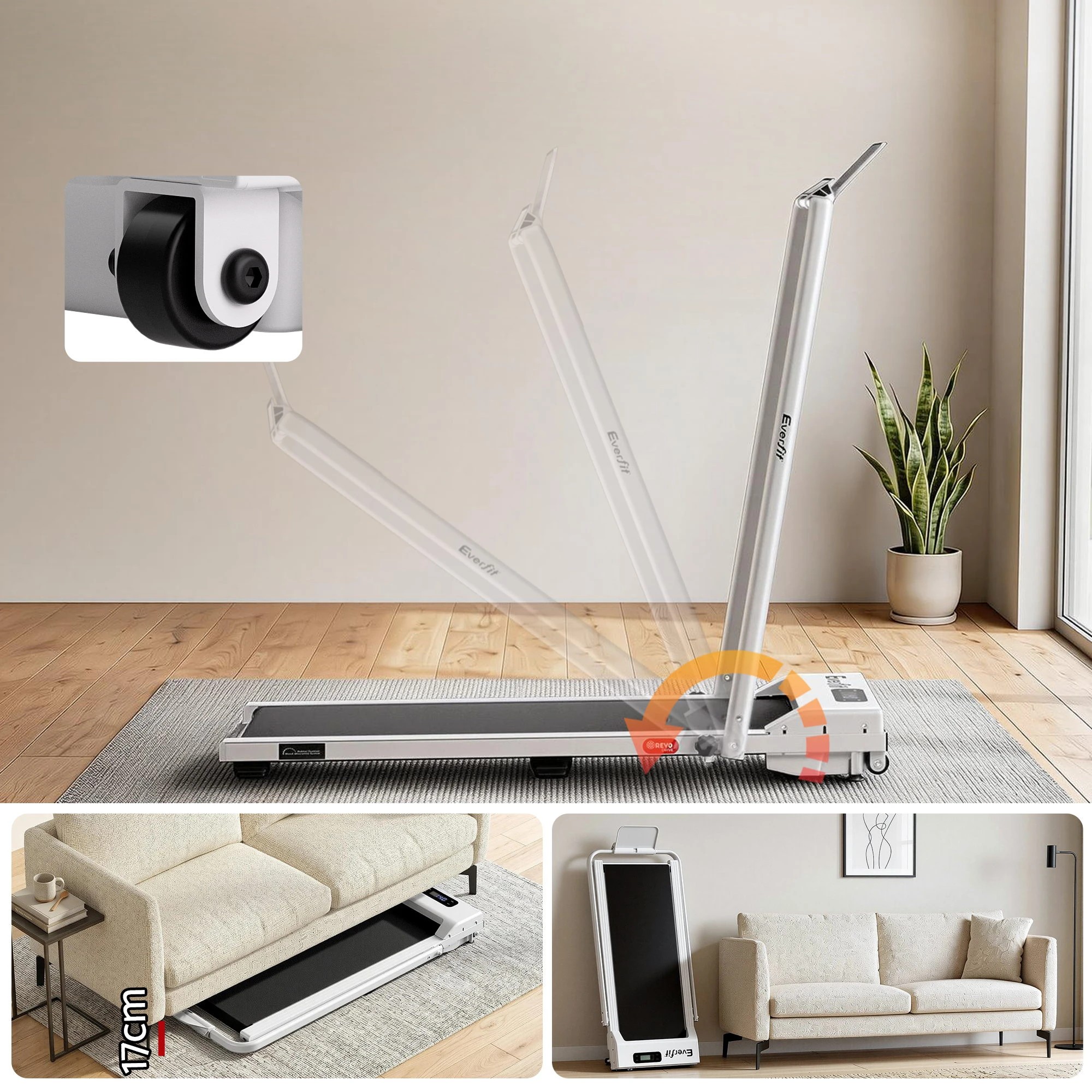 8 Everfit 3 in 1 Walking Pad Treadmill 12% Incline Foldable Under Desk Treadmills for Home Gym - White, 8 of 9