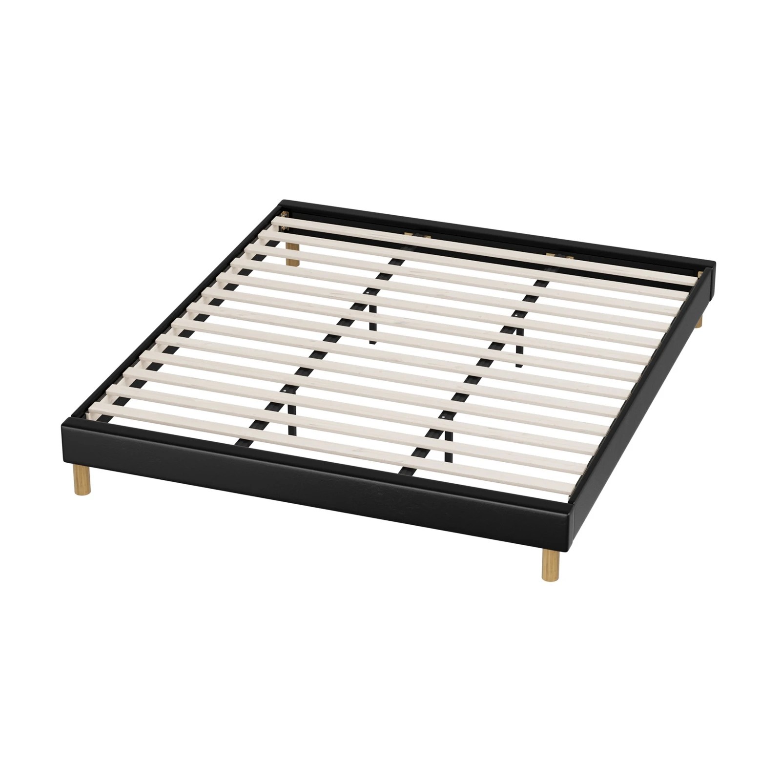 6 Oikiture Bed Frame King Size Bed Base PU Leather - Black, 6 of 9