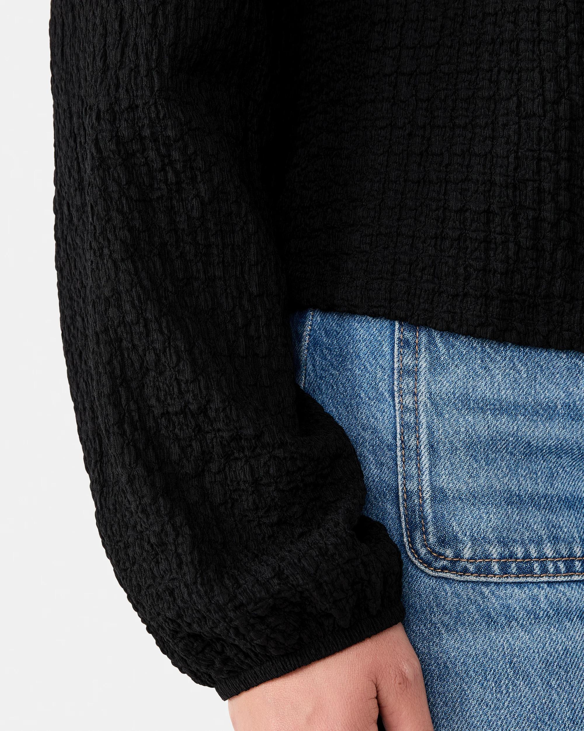 7 Long Sleeve Ruffle Detail Top Black, 7 of 8