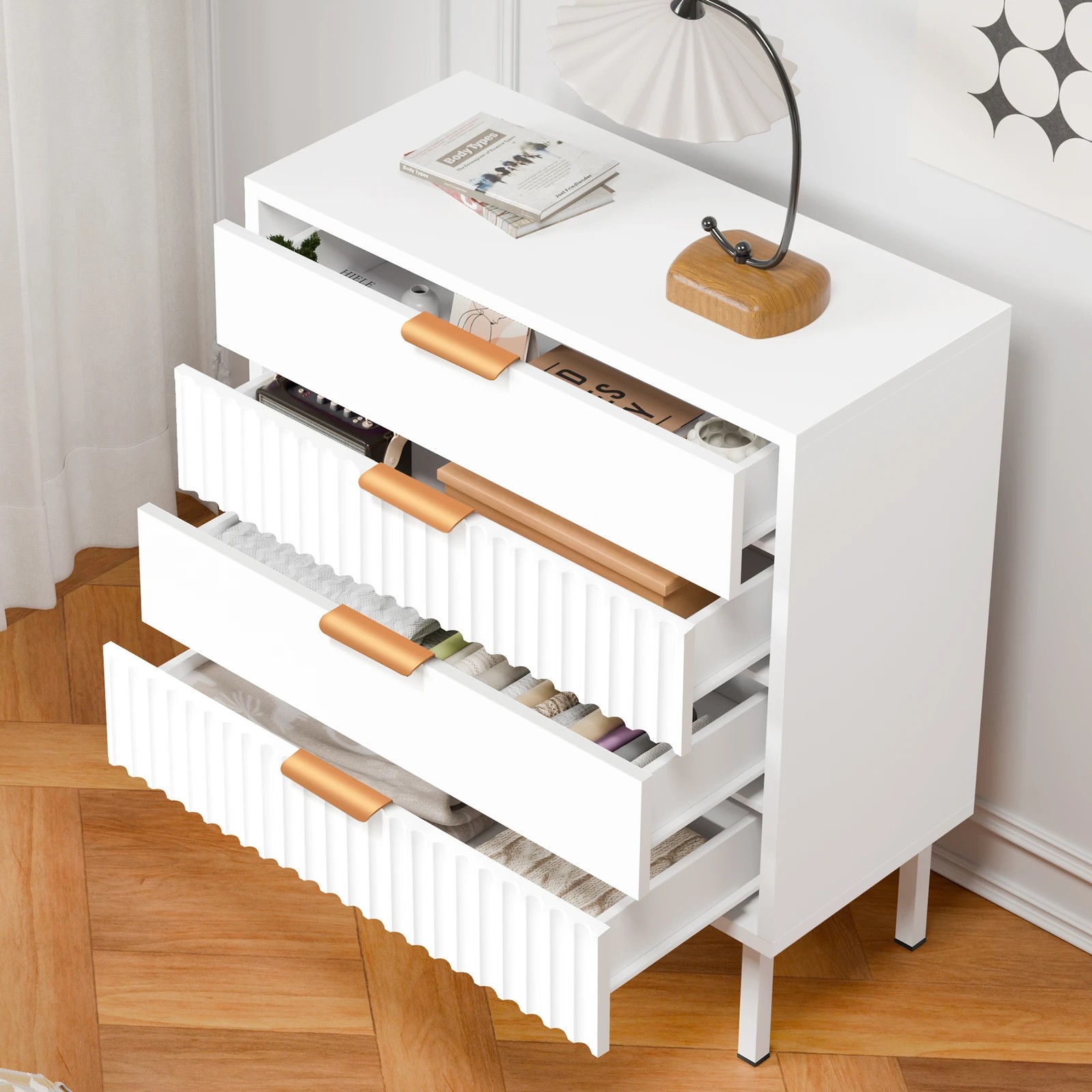 3 Alfordson 4 Chest of Drawers Dresser Tallboy - White, 3 of 10