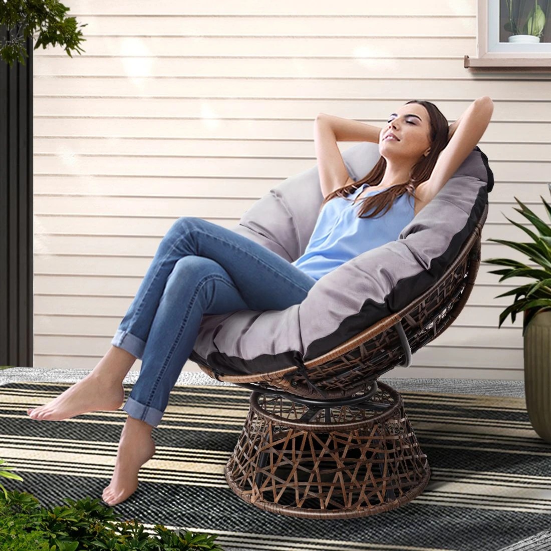 3 Gardeon Outdoor Chairs Outdoor Furniture Papasan Chair Wicker Patio Garden, 3 of 7